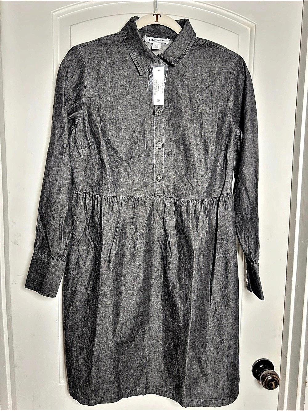 Nine West Griffen Denim Shirt Dress Baby Doll Waist Small